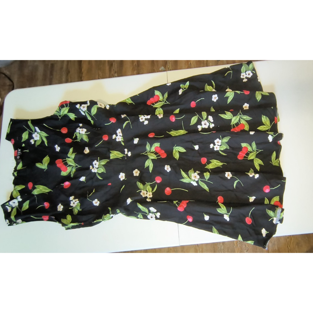 Oten Black Cherry Floral Sleeveless Fit & Flare Dress Size 2XL W005 - Picture 3 of 5